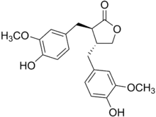 Matairesinol, illustrating the dibenzylbutyrolactone motif