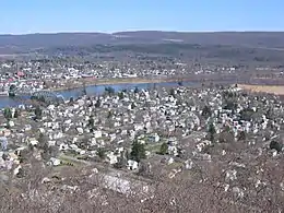 A view of Matamoras from the hills behind the town. Mid-Delaware Bridge connects it to Port Jervis, New York