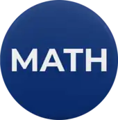 A blue button with the capital letters, "MATH".
