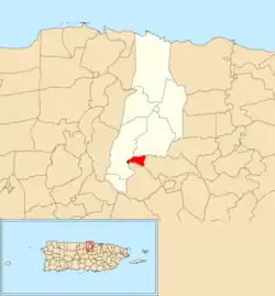 Location of Mavilla within the municipality of Vega Alta shown in red