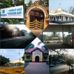 Left to right: Milma Kasaragod Dairy Plant, Sree Ram Temple Mavungal, Veera Maruti Temple , NH, Petrol pump, Panathoor Road, Anandashram,NH