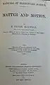 Title page to a 1882 copy of "Matter and Motion"