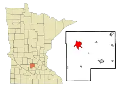 Location of the city of Hutchinsonwithin McLeod Countyin the state of Minnesota
