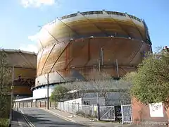 Spiral-guided gas holders at the former Meadow Lane Gas Works in Hunslet, Leeds – these were constructed around 1965.