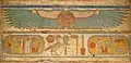The winged sun on the ceiling to the entrance to the temple of Ramses III