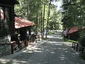 Ski clubs' houses and restaurants near the summit