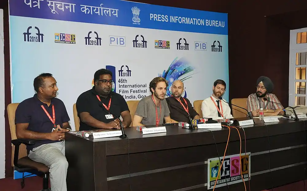 Meet the Director Press Conference - Kalpana Ariyawansa, Vindana Ariyawansa, Ferdinando Cito Filomarino, Brian Perkins and Jai Hogg, during the 46th International Film Festival of India (IFFI-2015), in Panaji, Goa.jpg