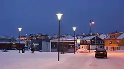View of Mehamn on new year's day (during the polar night)