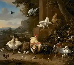 The Poultry Yard (1690s), oil on canvas, 148.2 x 170.3&nbsp;cm., National Gallery of Victoria