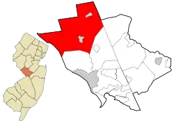 Location in Mercer County and the state of New Jersey.