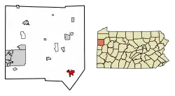 Location of Grove City in Mercer County, Pennsylvania.