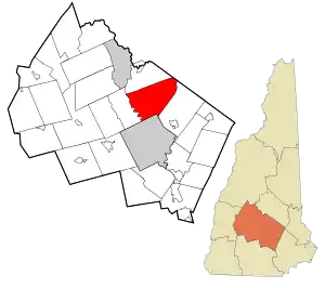 Location in Merrimack County and the state of New Hampshire.