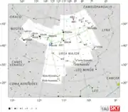 Finder chart for galaxy Messier 109 (circled in blue)