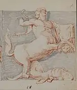 Sculpture of a fight between a man and a centaur