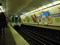 MF 77 rolling stock on Line 8 at Lourmel