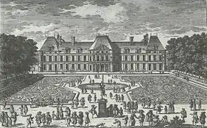 The parterre of Meudon and the statue of "Mercury and Psyche", about 1660.