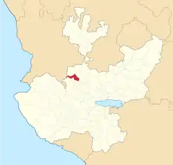Location of the municipality in Jalisco