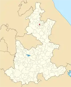 Location of the municipality in Puebla