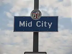Mid City signage located at the intersection of La Brea Avenue and the Santa Monica Freeway