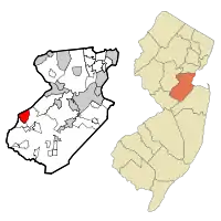 Map of Kendall Park CDP in Middlesex County. Inset: Location of Middlesex County in New Jersey.