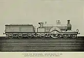 Caption: "A Jubilee Year Record-Maker. Midland Railway No. 116."In 1897, no&nbsp;116 (shown here in photographic grey) reached a speed of 90&nbsp;mph while under full load, at that time the highest recorded speed in the UK.