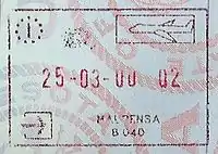 Entry stamp for air travel, issued at Milan Malpensa Airport
