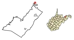 Location of Ridgeley in Mineral County, West Virginia.