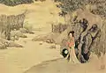 A painting by Ming Dynasty painter Tang Yin illustrating women in ruqun