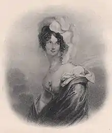 A lithograph showing Eliza Chester protraying Miss Teazle