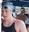 Missy Franklin competing in an outdoor swimming tournament in 2014