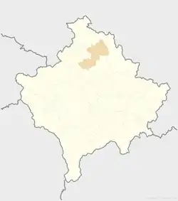 Location of the city of Mitrovica within Kosovo
