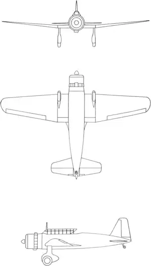 3-view drawing of the Mitsubishi Ki-51