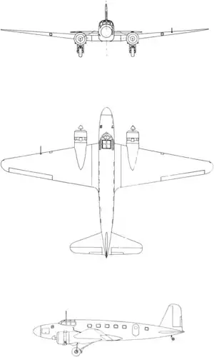 3-view drawing of the Mitsubishi Ki-57