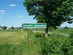 Road sign in Moczydły Jakubowięta