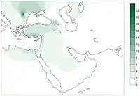 Modern distribution of the haplotypes of PPNB farmers