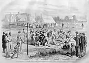 Depiction of a "football" game in London, 1868. Illustration by Godefroy Durand