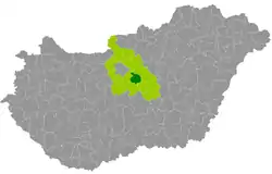 Monor District within Hungary and Pest County.