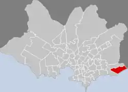 Location of Carrasco in Montevideo