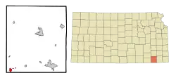 Location within Montgomery County and Kansas