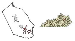 Location of Jeffersonville in Montgomery County, Kentucky