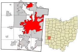 Location in Montgomery County and the state of Ohio.