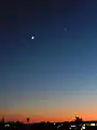 Moon, Jupiter (top), and Venus (right) at dusk seen from Madrid, Spain, on 20 June 2015