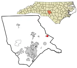 Location in Moore County and the state of North Carolina.