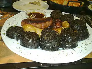 Blood sausage (black sausage) Iberian Peninsula style.