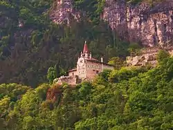 Sanctuary of Montalbano and the ruins of the castle.