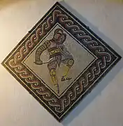 Mosaic of a Thraex gladiator in a house at the hautes promenades.