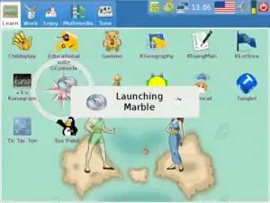 Screenshot of the main screen with the program "Marble" being launched