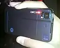 Motorola Milestone XT720 camera while capturing image with red-eye reduction and xenon flash.