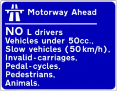 Sign F 331Motorway Prohibitions (English)