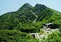 Shiomi Mountain hut and Mount Shiomi(seen from west)